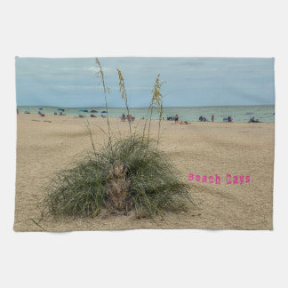Beach Days, Overcast, Sea Oats  Tea Towel