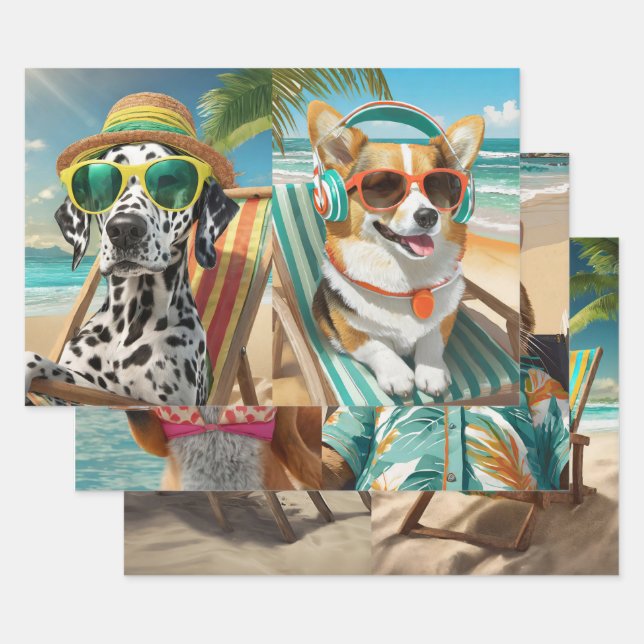 Beach Days, Sunshine & Animal Friends Wrapping Paper Sheet (Set)