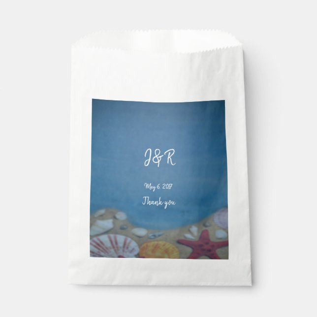 Beach deep blue wedding favour bag (Front)