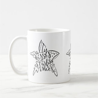 Beach Design Salty Kisses and Starfish Wishes Coffee Mug