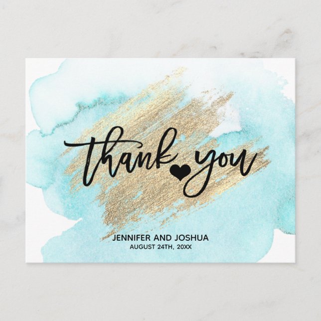 BEACH Destination Aqua Wedding Thank You | PHOTO Postcard (Front)