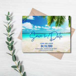 Beach Destination Blue Wedding Save The Date Announcement Postcard