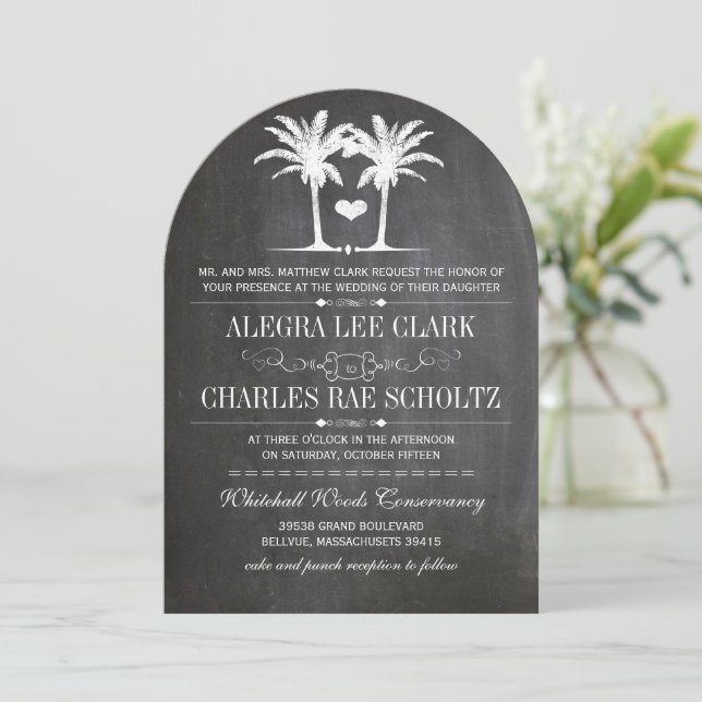 Beach Destination Chalkboard Typography Invite (Standing Front)