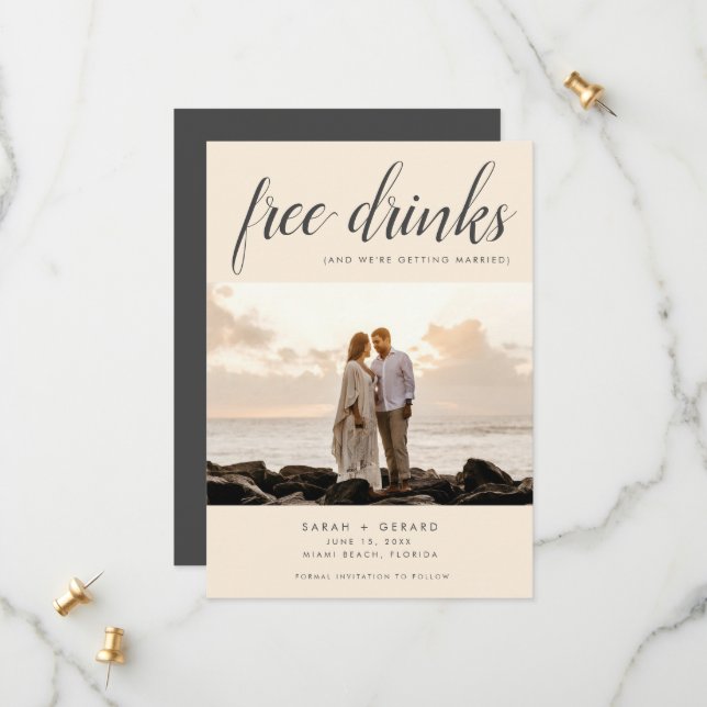 Beach Destination Elegant Photo Wedding Save The Date (Front/Back In Situ)