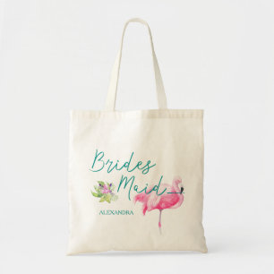Beach destination flamingo wedding bridesmaid tote bag