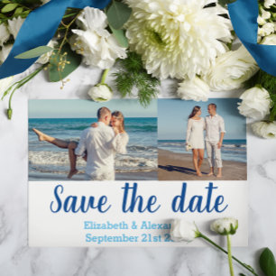Beach Destination Photo Collage Save The Date Card