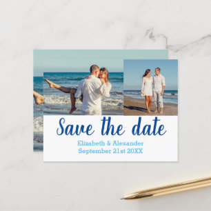 Beach Destination Photo Collage Save The Date Card