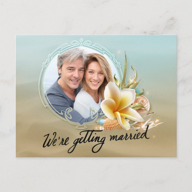 Beach Destination Photo Save the Date Announcement Postcard (Front)