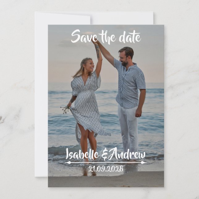 Beach Destination Save the Date Photo Card (Front)