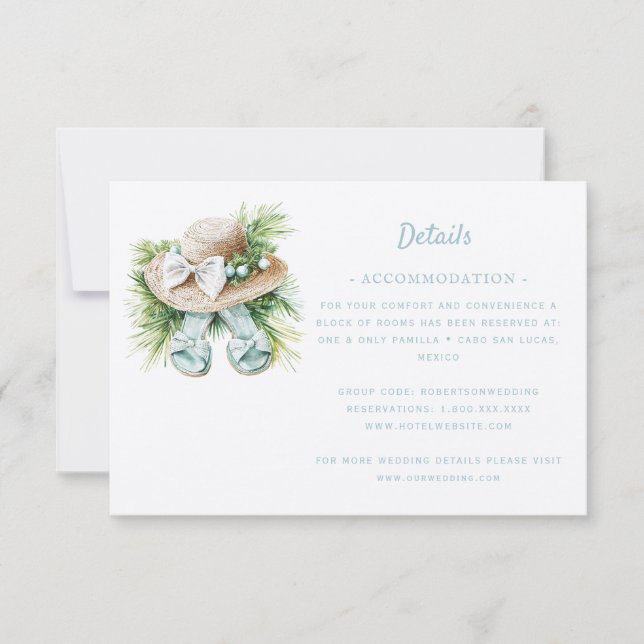 Beach Destination Wedding | Details RSVP Card (Front)