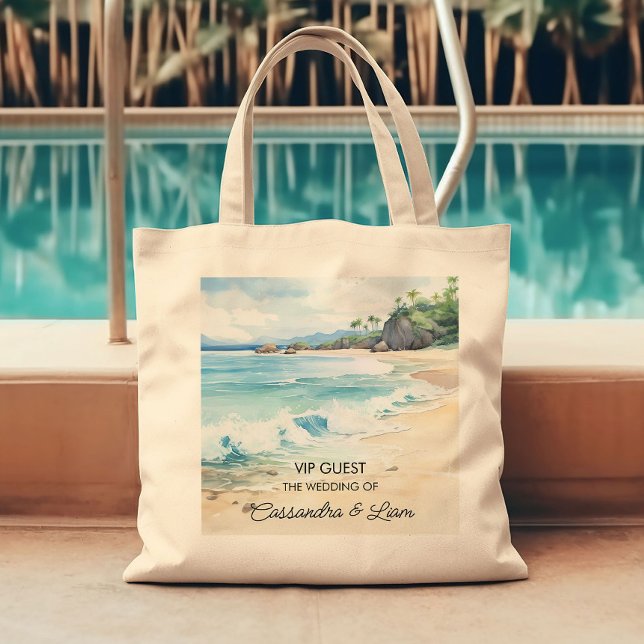 Beach Destination Wedding Favour Gift or Welcome Tote Bag (Destination wedding welcome bag from the Summer Beach Wedding Collection by Darling & May)