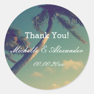 Beach destination wedding favour stickers and seal