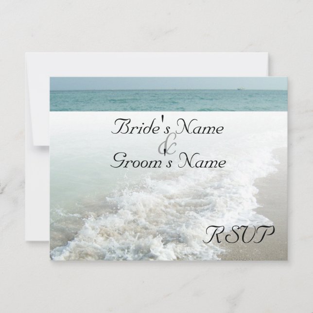 Beach Destination Wedding Matching RSVP White Wave (Front)