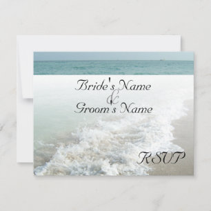 Beach Destination Wedding Matching RSVP White Wave Card