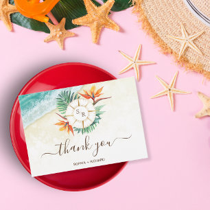Beach Destination Wedding Passport Thank You RSVP Card