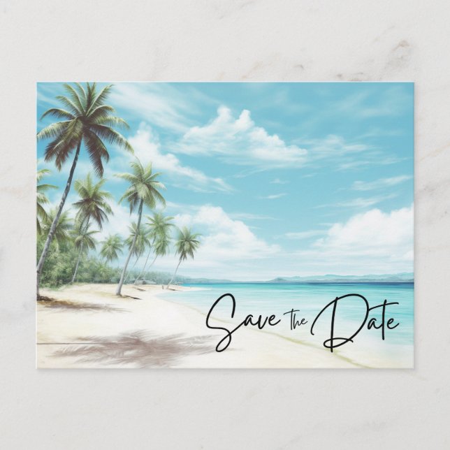 Beach Destination Wedding Photo Save The Date Announcement Postcard (Front)