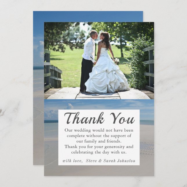 Beach Destination Wedding Photo Thank You Cards (Front/Back)