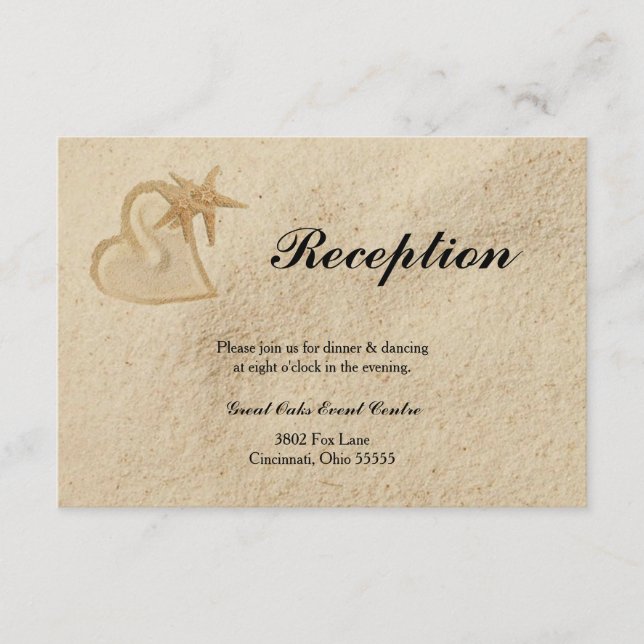 Beach Destination Wedding Reception Card (Front)