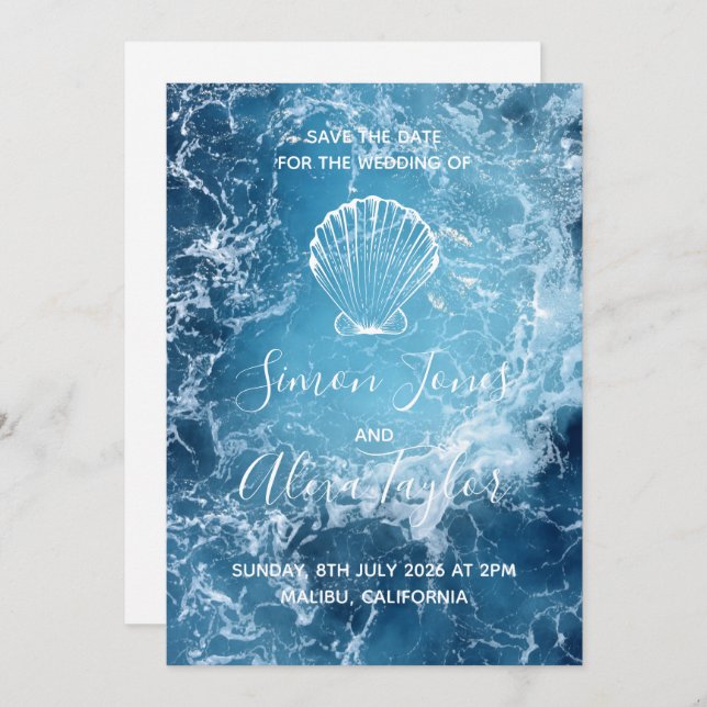 Beach destination wedding save the date (Front/Back)