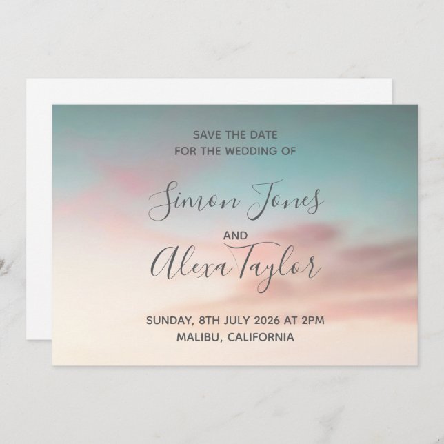 Beach destination wedding save the date (Front/Back)