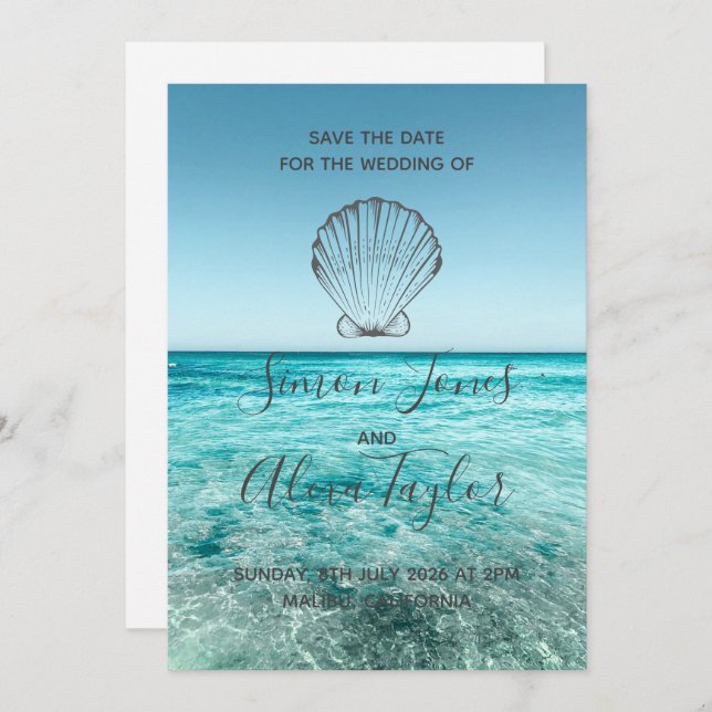 Beach destination wedding save the date (Front/Back)