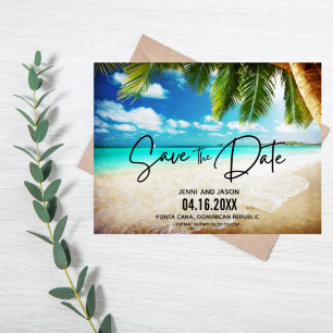 Beach Destination Wedding Save The Date  Announcem Announcement Postcard