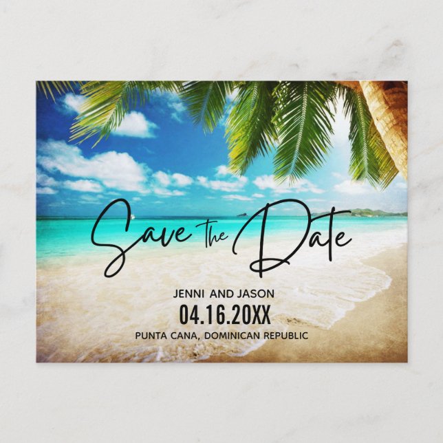 Beach Destination Wedding Save The Date Announcement Postcard (Front)
