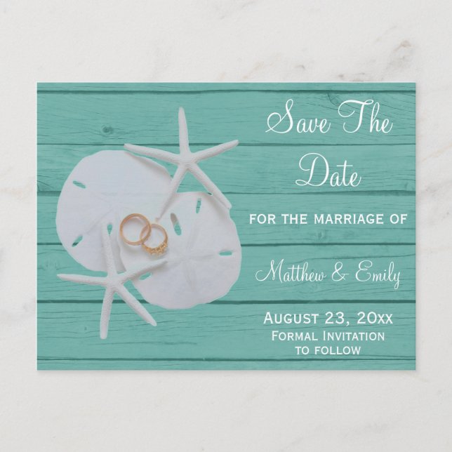 Beach Destination Wedding Save The Date Postcards (Front)