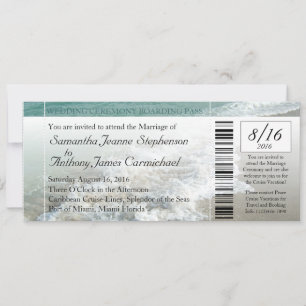 Beach Destination Wedding Ticket Invitation