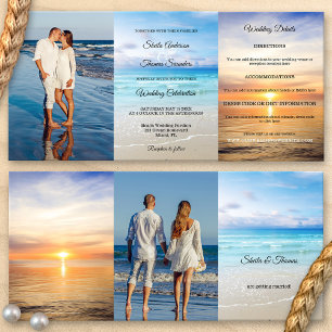 Beach Destination Wedding Tri-fold Invitation