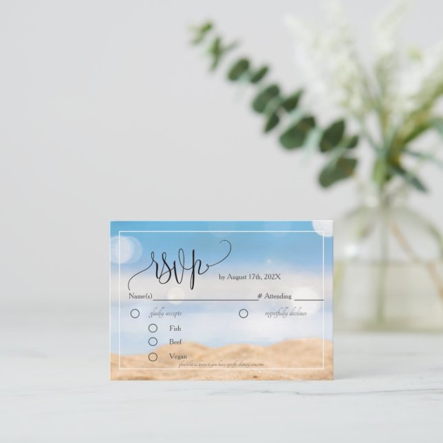 Beach Destinations RSVP Card Enclosure Card (Standing Front)