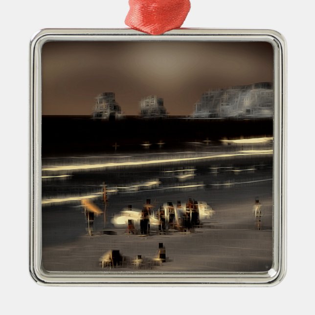 Beach digital effect of style "impression"  metal ornament (Front)