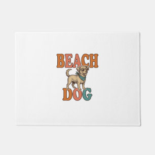 Beach Dog Vintage Engraving Graphic Design_1 Doormat