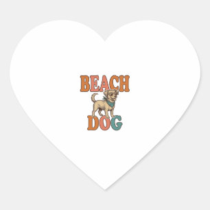 Beach Dog Vintage Engraving Graphic Design_1 Heart Sticker