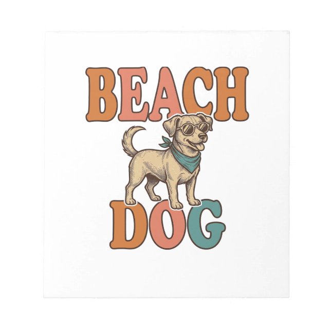 Beach Dog Vintage Engraving Graphic Design_1 Notepad (Front)