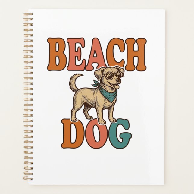 Beach Dog Vintage Engraving Graphic Design_1 Planner (Front)