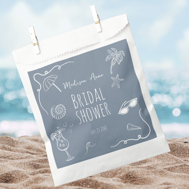 Beach Doodle Illustrations Bridal Shower Favour Bag (Creator Uploaded)