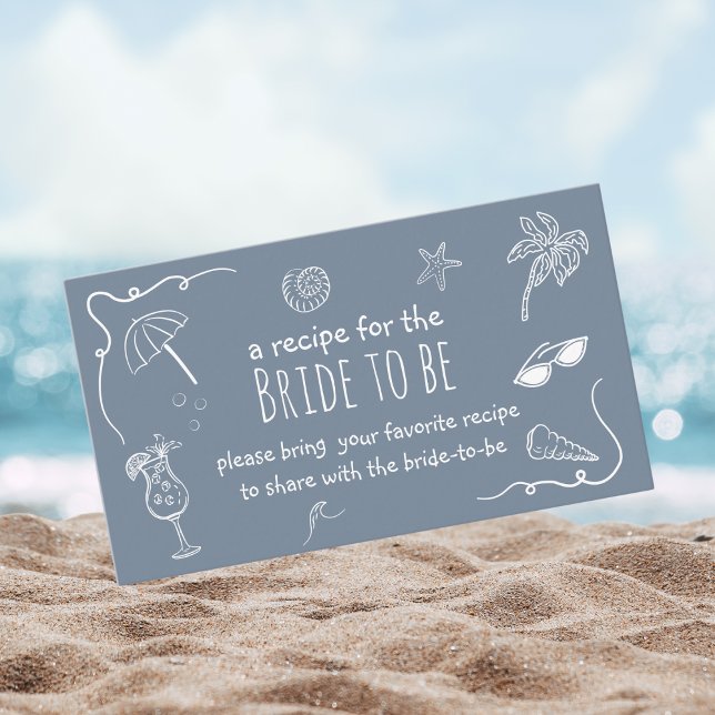 Beach Doodle Share a Recipe Bridal Shower  Enclosure Card (Creator Uploaded)