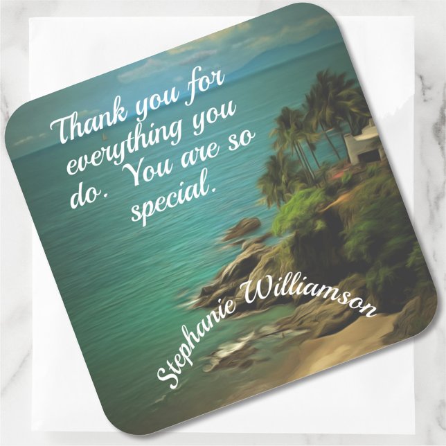 Beach Dream Thank You 0026 Square Sticker (Creator Uploaded)