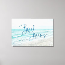 Beach Dreams Inspirational Quote Retro Ocean Waves
