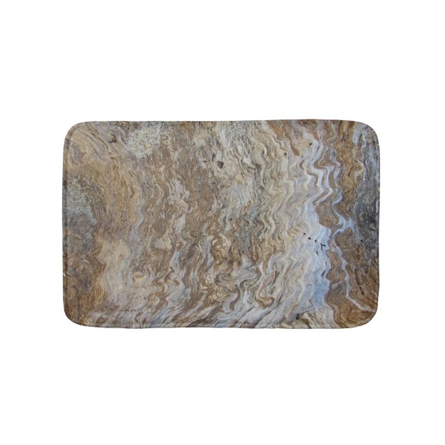 Beach Driftwood Pattern Woodgrain Coastal Bath Mat (Front)