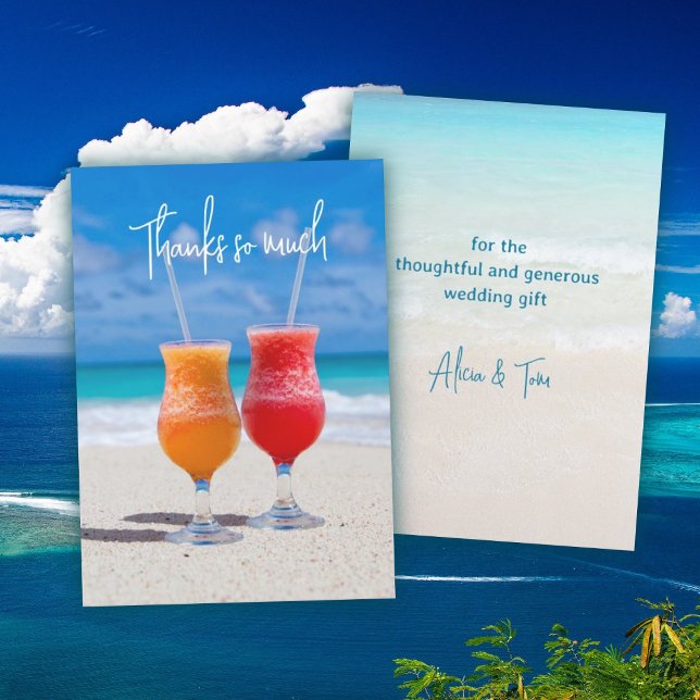 Beach Drinks Thank You Wedding Card (Creator Uploaded)