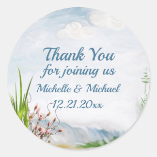 Beach Dune Romance Wedding Classic Round Sticker