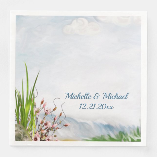 Beach Dune Romance Wedding Napkin (Front)
