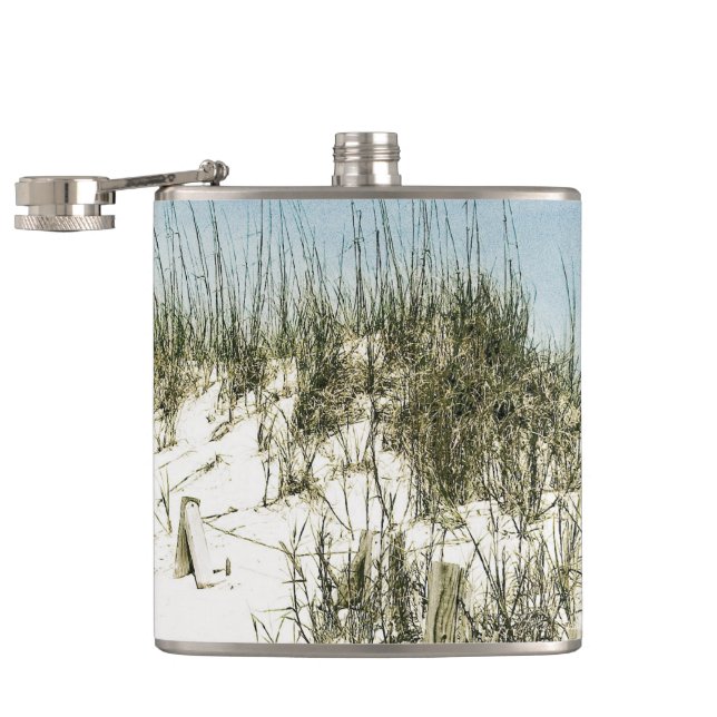 Beach Dunes Sand Fence Hip Flask (Opened)