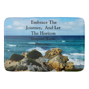 Beach Embrace: Motivational Embrace The Journey, Bath Mat