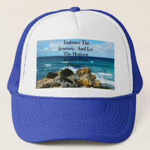 Beach Embrace: Motivational Embrace The Journey,  Trucker Hat