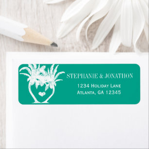 Beach Emerald  Palm Tree Destination Chalkboard Return Address Label