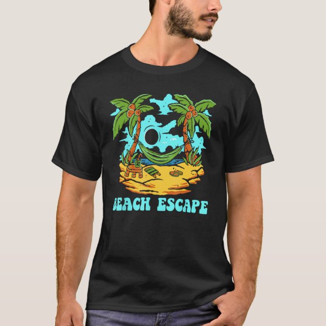 Beach Escape Summer Sayings Tropical Quotes Ocean  T-Shirt (Front)