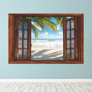 Beach Fake Window Home Office Wall Decor Photo Print